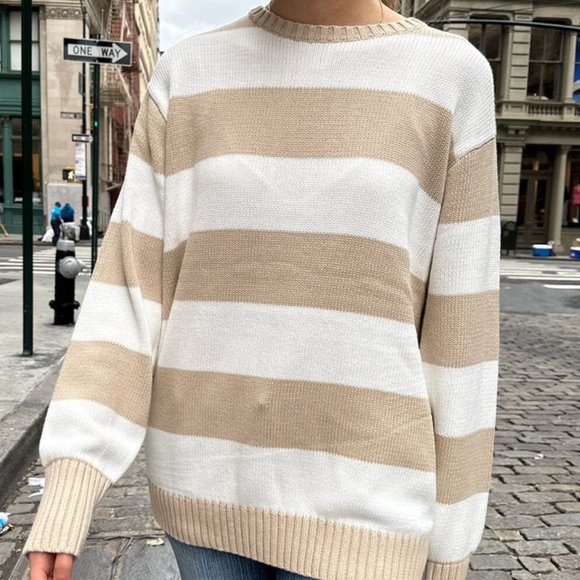 Brandy Melville Sweaters - Brandy Melville Light Brown Striped Sweater